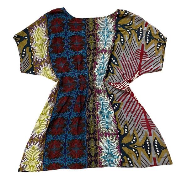 Fei by Anthropologie Silk Blouse Dress | Rare Print Smocked Waist Boho Tribal, S - Picture 2 of 5
